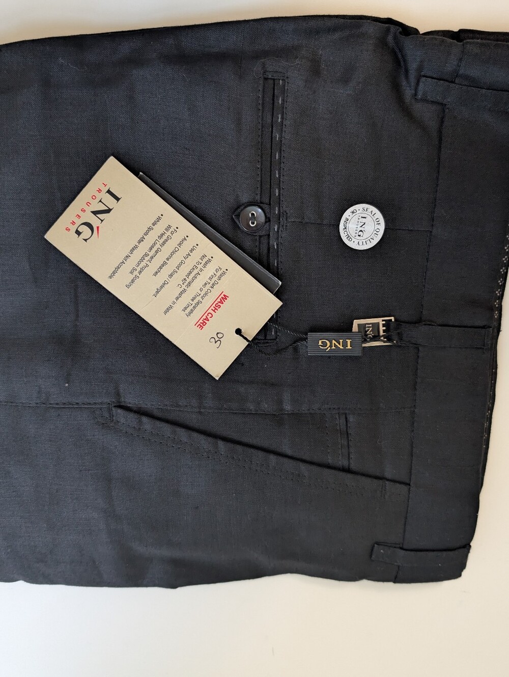 INC Linen Trousers Black Dress Pants